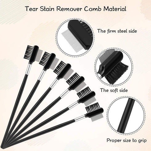 Mudder 6 Pieces Dog Eye Comb Tear Stain Remover Comb Double Head Tear Stain Comb Double sided Pet Grooming Comb Multipurpose Tool for Small Cat Pu...