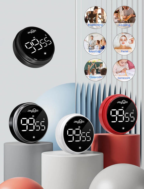 JOYHILL Revolutionary Digital Kitchen Timer: Large LED Display, 3 Volume Levels, Magnetic & Portable - Ideal for Cooking, Teaching, Fitness, & Mor...