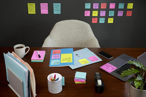 Post-it Super Sticky Lined Notes, 4 Sticky Note Pads, 4 x 6 in., School Supplies, Office Products, Sticky Notes for Vertical Surfaces, Monitors, W...