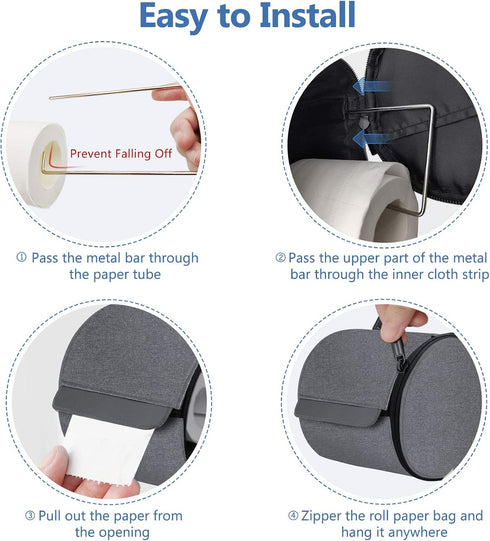 Hanging Toilet Paper Holder Cat Proof Roll Tissue Storage Waterproof and Portable Paper Container with Adjustable Strap Reusable Roll Tissue Organ...
