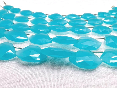 1 Strand Aqua Chalcedony 10 Pcs Beads Size 19x14mm Fancy Shape Cut Faceted Beads for Jewellery Making, Beading & Craft Supplies KCRAFTS-RK_k45...