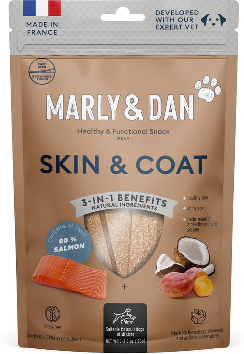 Marly & Dan Baked Salmon Jerky Snack Bar for Dogs with Sweet Potato and Coconut - Tasty Treats Dogs Love, Naturally Healthy & Functional Skin & Co...