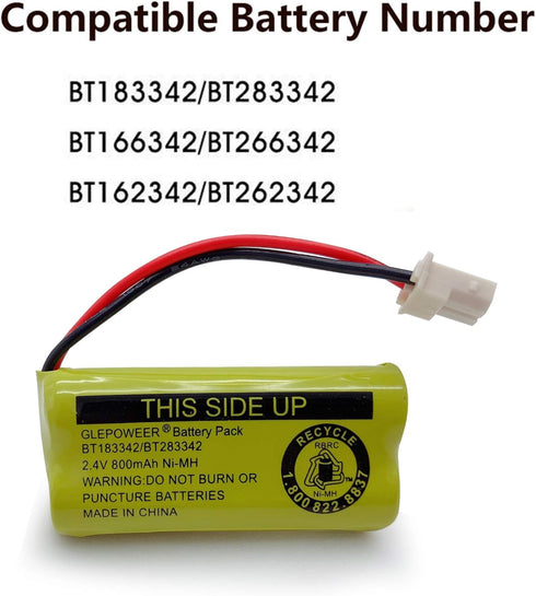 2.4V 800mAh BT183342 BT283342 BT166342 BT266342 BT162342 BT262342 Battery Compatible with CS6114 CS6419 CS6719 EL52300 CL80111 Cordless Handset Ph...