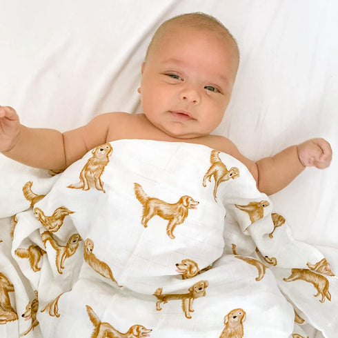 LifeTree Baby Swaddle Blankets Dog, 70% Viscose from Bamboo and 30% Cotton Muslin Swaddle Blankets Boys Girls Swaddling Blanket Neutral for Newbor...