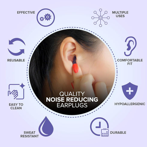 Ear Plugs for Sleeping by LaloLab | 2 Sizes Comfortable Reusable Noise Cancelling Earplugs for Sleep, Snoring, Travel & Work | Up to 28 dB NRR | C...