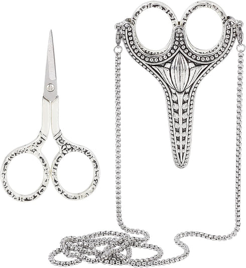 SUNNYCLUE Stainless Steel Sharp Tip Sewing Scissors with Sheath Chain Cutter Safety Precision Detail Embroidery Scissors with Cover Handcraft Art ...
