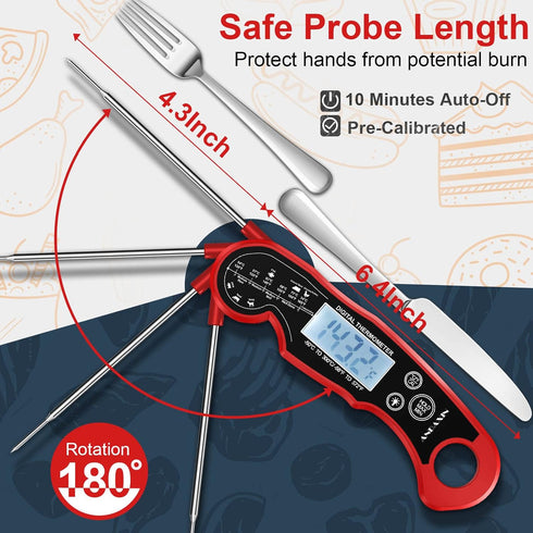 Meat Thermometer Digital for Grilling and Cooking - ANDAXIN Waterproof Ultra-Fast Instant Read Food thermometers with Backlight & Calibration for ...