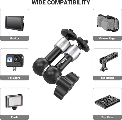 SmallRig 5.5 Inches Adjustable Friction Articulating Magic Arm, with Both 1/4" Screw for LCD Monitor/LED Lights - 2065B...