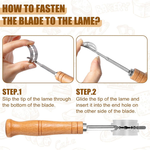 Bread Lame with 10 Pieces Replaceable Blades, Stainless Steel Bread Lame Knife with Wooden Handle, Sourdough Scoring Tool with Leather Protective ...