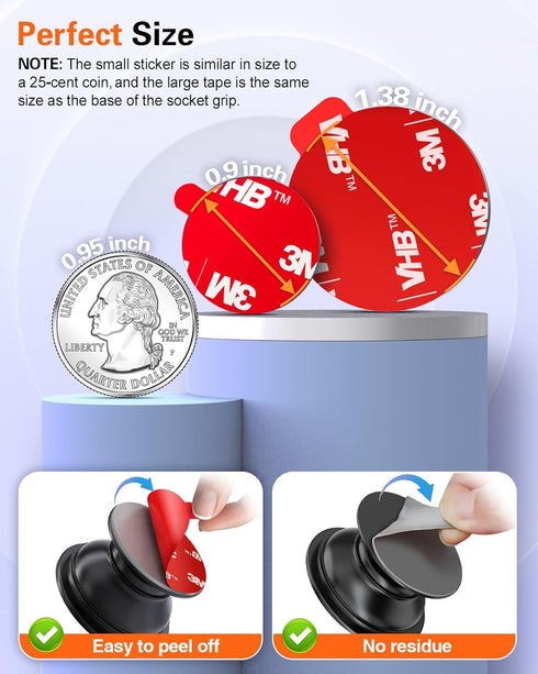 volport Extra 3M Tape Super Sticky Adhesive Replacement and Phone Magnet Sticker Disc for Reusing Grip Stand Socket Base, Circle Double Sided Car ...