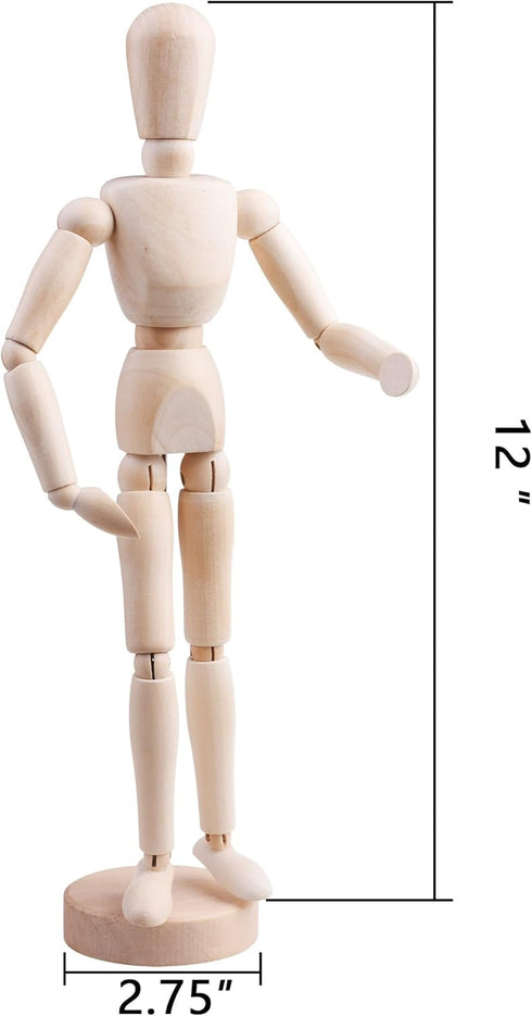 Cosmos 12" Wooden Articulated Figure Manikin Articulated Mannequin Artist Drawing Mannequin Model for Drawing Sketching Painting, with Stand/Base...