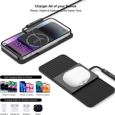 Wireless charger Magnetic Wireless car charger Charging pad Fast Wireless phone charger for car cell phone cordless charger Compatible with iphone...