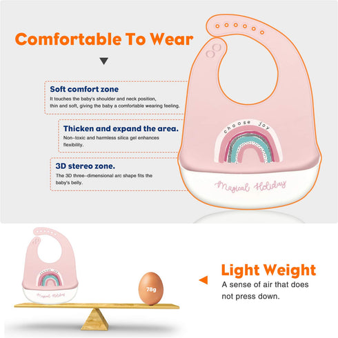 Baby Feeding Supplies Baby Fruit Spoon and Bib BPA Free Baby Food Feeder(Pink)...