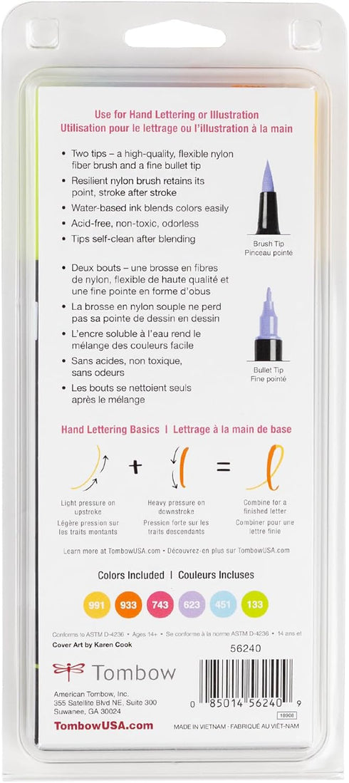 Tombow Dual Brush Pen Set, Yay Sorbet 6...