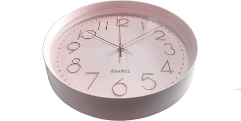 Maxspace Pink Wall Clock Silent Non-Ticking, 12in Analog Wall Clock in Battery Operated?Cute Decorative Clock for School Office Classroom Bedroom ...