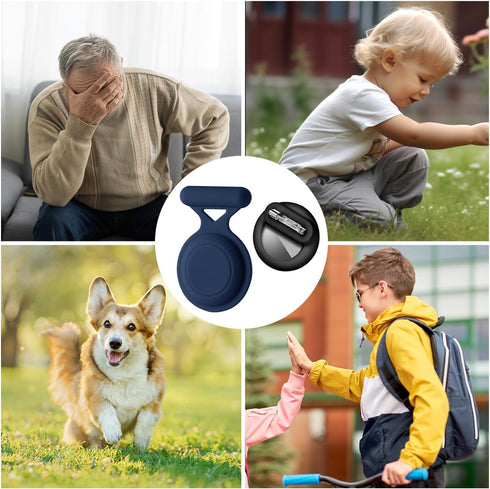 2pcs Hidden Kids Holder for Airtag, Silicone Case with Safety Pins Waterproof Drop-Proof Holder Cover Compatible with Apple Air Tag for Elderly Su...