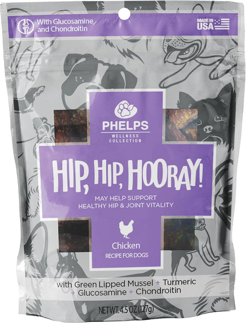 Hip, Hip, Hooray Joint Health Chicken Recipe Dog Treats 4.5 oz...