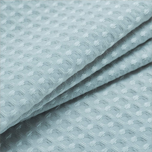 Stall Shower Curtain Fabric 36 x 72 Inch, Waffle Weave, Hotel Luxury Spa, 230 GSM Heavy Duty, Water Repellent, Blue Pique Pattern Decorative Bathr...