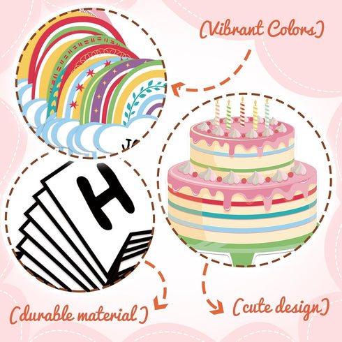65 Pcs Birthday Bulletin Board Set Rainbow Classroom Happy Boho Birthday Chart Cutouts Decorations Decor Board for Classroom Home Calendar Bulleti...