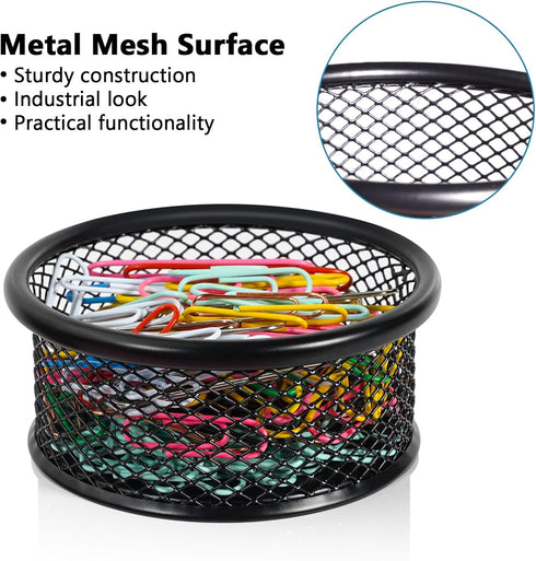 Paper Clip Holder for Desk, Paper Clip Holders, Mesh Paperclip Holders Metal Paper Clip Dispenser Organizer for Desk Binder Clip Holder Container ...
