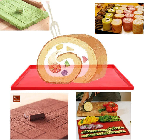 2 Pcs Swiss Roll Cake Mat Flexible Baking Tray Jelly Roll Pan Silicone Cookies Mold Bakeware...