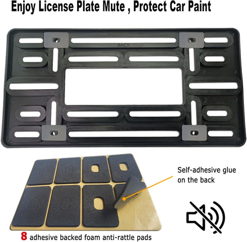 Front License Plate Mounting Kit- Carbon Fiber License Plate Frame and Universal Bracket for 2 Hole Front Bumper, Black Aluminum Car Tag Holder Ad...