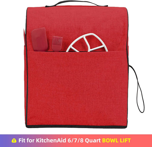 HOMEST Stand Mixer Cover Compatible with KitchenAid 6/7/8 Quart Bowl Lift?Dust Cover with Zipper Pocket for Accessories, Red (Patent Design)...
