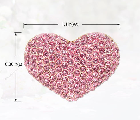Gyn&Joy Golden Tone Womens Pink Colored Crystal Rhinestone Love Heart Brooch Pin...