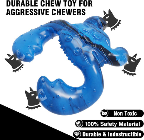 Dog Toys for Aggressive Chewers,Nylon Crab Durable Dog Toy for Medium Large Dogs, Bacon Flavor Interactive Dog Toys for Boredom,Blue...
