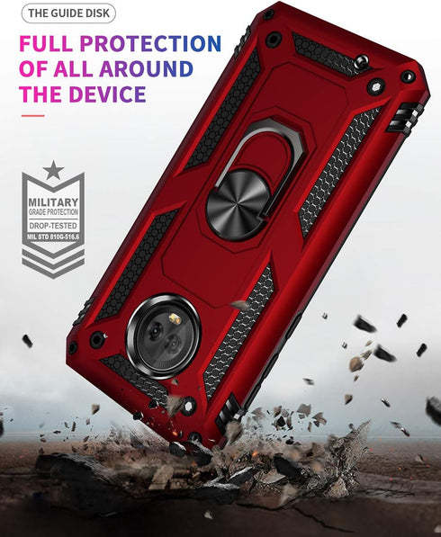 Military Grade Drop Impact for Motorola Moto G6 Case 360 Metal Rotating Ring Kickstand Holder Magnetic Car Mount Armor Heavy Duty Protection Shock...