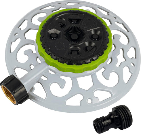 Hourleey Adjustable Turret Metal Sprinkler, 8 Mode Fixed Lawn Sprinkler for Yard with Hose Quick Connect Product Adapter for Garden Watering Irrig...