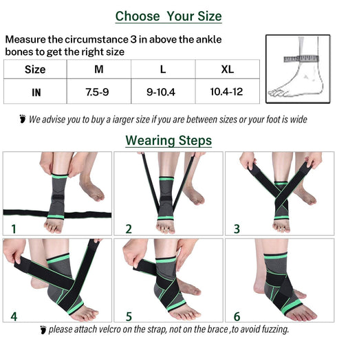 Ankle Support Brace, Adjustable Compression Ankle Support, for Men Women Achilles Tendon Support and Plantar Fasciitis, Stabilize Ligaments, Eases...