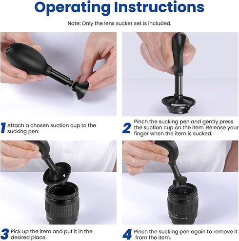 Lens Sucker Kit 8-in-1 with 7 Interchangeable Suction Cups Strong Suction Manual Vacuum Suction Pen Lens Puller for Lens Repair and Cleaning, Watc...
