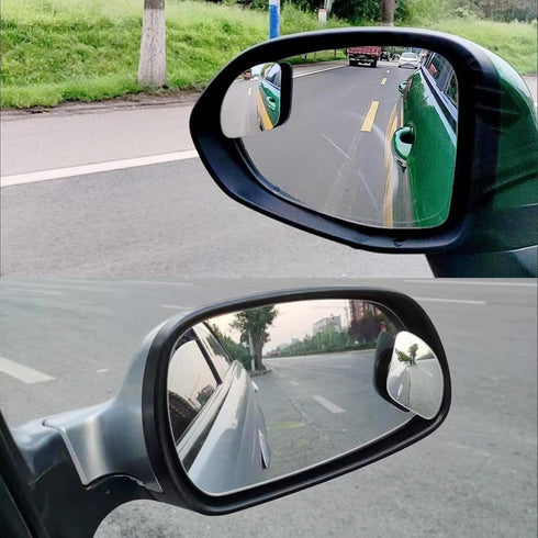 2 Pack of Blind Spot Mirror, Fan Shaped HD Glass Frameless Convex Rear View Mirror with wide angle Adjustable Stick, Blind Spot Mirror Compatible ...