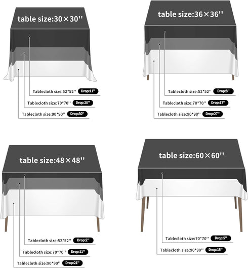 Cupuamon Square Tablecloth 52x52 inch Washable Polyester Fabric Table Cloth for Wedding Party Dining Banquet Decoration?52x52,Black?...