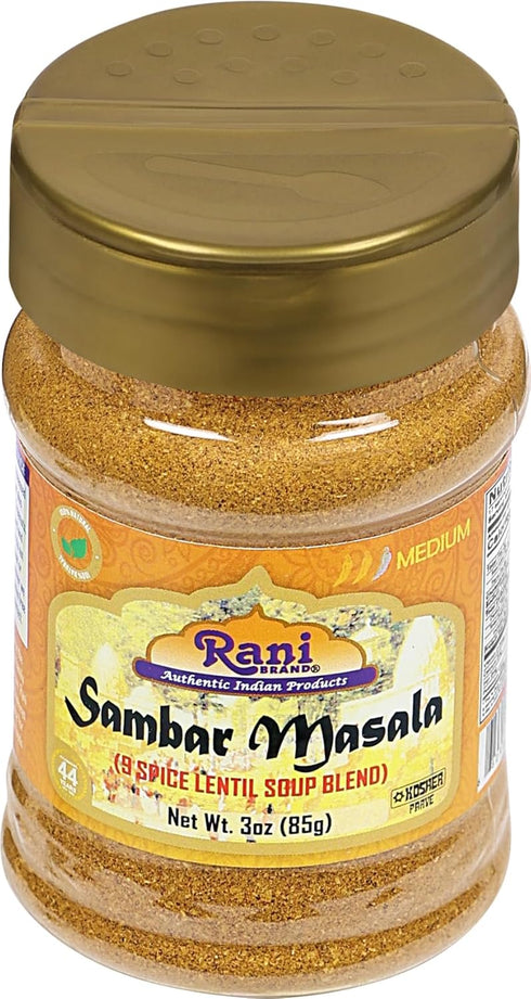 Rani Sambar Masala (Lentil Soup Spice Blend) 3oz (85g) PET Jar ~ All Natural | Vegan | No Colors | Gluten Friendly | NON-GMO | Kosher | Indian Ori...