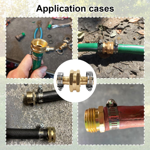Aillsa 3/8" Garden Brass Mender End Repair Kit Hose Connector Male Female 0.47" Diameter Hose Connector The Brass Garden Hose Mender's...