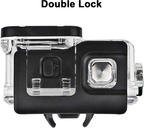 FitStill Double Lock Waterproof Housing for Go Pro Hero 2018/7/6/5 Black, Protective 45m Underwater Dive Case Shell with Bracket Accessories for G...