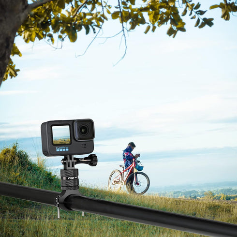 HSU Aluminum Bike Bicycle Handlebar Mount for GoPro Hero 12/11/10/9/8/7/6/5/4 Session AKASO Campark and Other Action Cameras, 360 Degrees Rotary M...