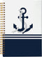 Navy Nautical Anchor Rope Ship Steering Wheel Lined Spiral Journal Notebook 8.3×5.5 Inches Hardcover College Ruled Notebook for Work Note Taking J...