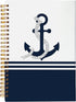 Navy Nautical Anchor Rope Ship Steering Wheel Lined Spiral Journal Notebook 8.3×5.5 Inches Hardcover College Ruled Notebook for Work Note Taking J...