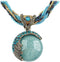 Harlorki Women Lady Retro Vintage Bohemian Style Twist Woven Rope Chain Turquoise Rhinestone Pendant Collar Necklace Fashion Jewelry...