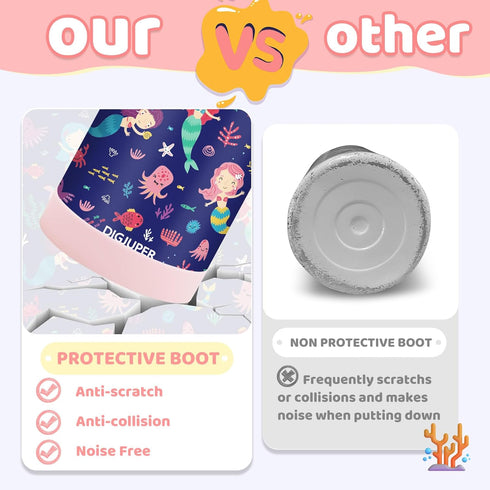12 oz Kids Water Bottles for Girls - Insulated Water Bottle with Straw & Silicone Boot, BPA-Free Stainless Steel Hydro Cup Cute, Mermaid Toddler W...