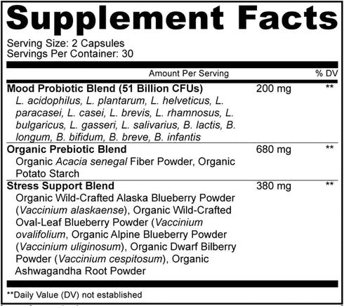 Amen Mood Probiotic Supplement 51 Billion CFU - Organic Prebiotics and Probiotics - Acidophilus Probiotic Pills, Fibers - Mood Organic Ashwagandha...