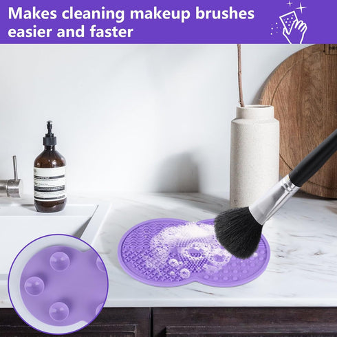 2 Pcs Silicone Make Up Brush Cleaning Mat, Makeup Brush Cleaner Mats, Portable Washing Tool with Suction Cup for Makeup Cosmetic Brushes...