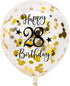 Gold 28th Confetti Latex Balloons, Girls or Boys Happy 28 Years Birthday Party Balloon Decoration With Confetti, 12in, 16 Pack...