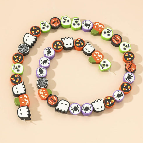 100 Pcs Halloween Polymer Clay Beads Heishi Spacer Beads Supplies for DIY Bracelet Earring Necklace Jewelry Making...