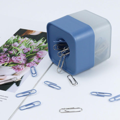 Magnetic Paper Clip Dispenser, Magnetic Paper Clips Organizer, 28mm, with 130 Paper Clip for School Home Office (Blue)...