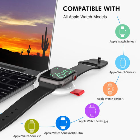 i.VALUX Travel Charger for Apple Watch, Portable Magnetic iWatch Wireless Charger, Cordless USB Fast Charging Compatible with Apple Watch Series 8...