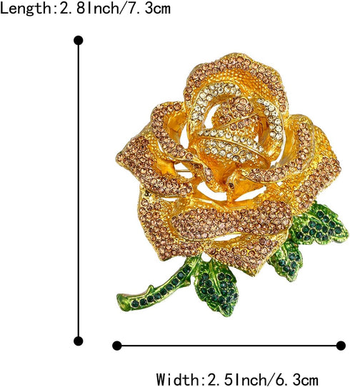 BriLove Women's Austrian Crystal Rhinestones Rose Flower Brooch Pin for Party Prom...